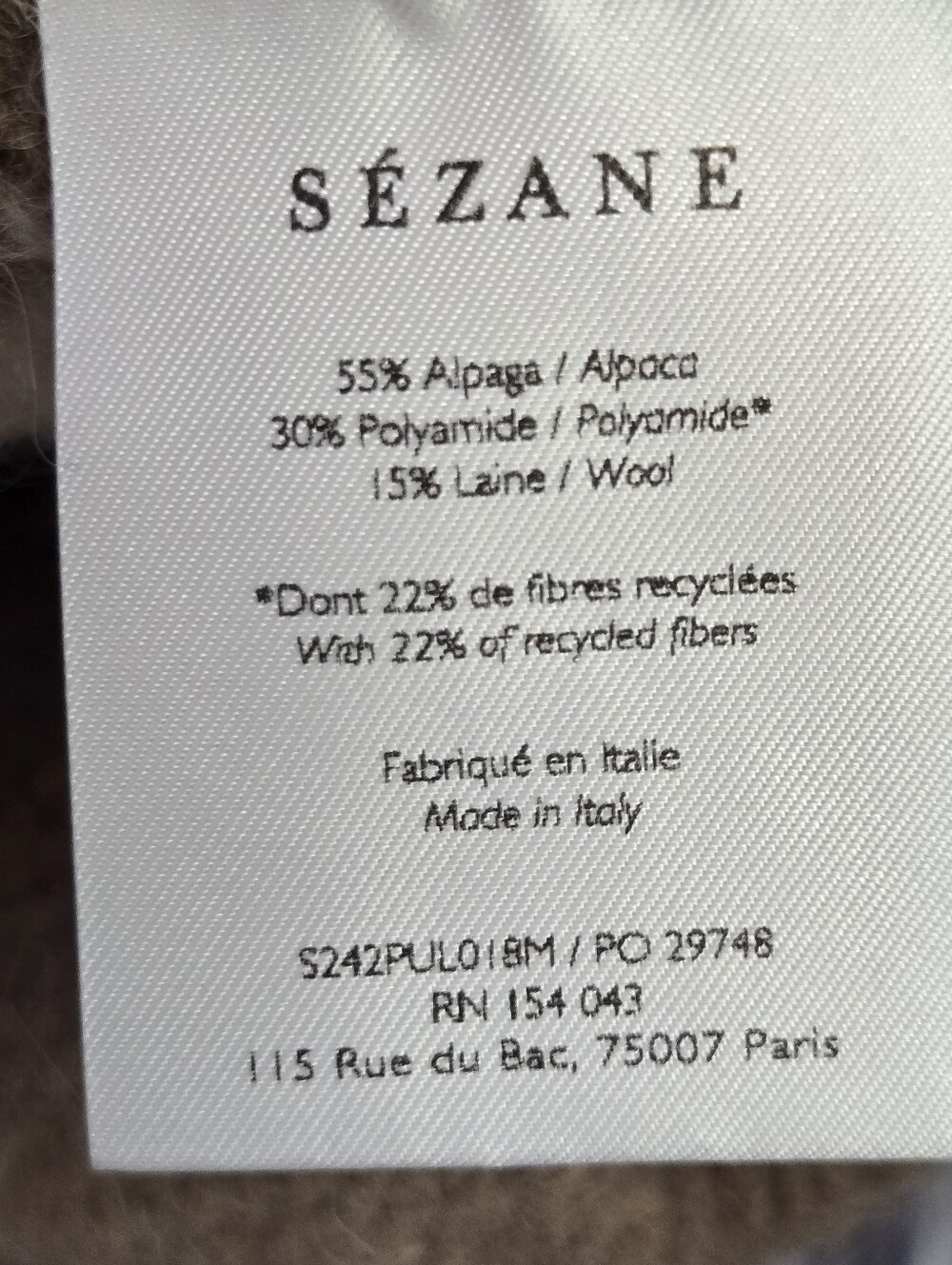 Sezane Sweater Vest Khaki Cream Argyle Crop Crew Neck Alpaca Blend Size Large - Picture 15 of 15